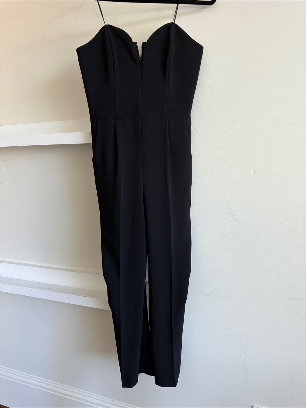 Amanda Uprichard Black Strapless Tailored Jumpsuit